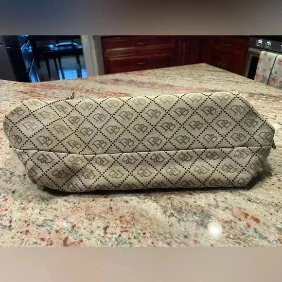Dooney & Bourke Tan/Brown Jacquard DB Monogram Y2K Hobo Leather Shoulder Bag - Picture 7 of 16